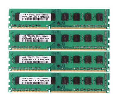 16 GB RAM 4x 4 GB DDR3 1066MHz PC3-8500 240PIN DIMM Desktop Memory Unbuffered - Image 1 of 4