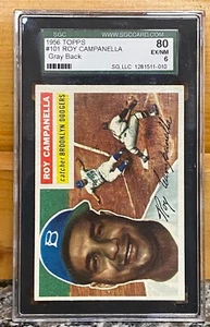 1956 TOPPS ROY CAMPANELLA #101 DORSO GRIGIO SGC 6 EXMT - Foto 1 di 2