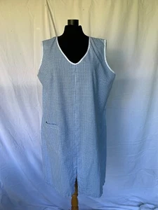 Blouse / robe de campagne vintage 100% coton vichy bleu taille environ 44 - Imagen 1 de 5