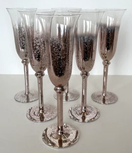 Set of 6 REYA ROSETTE Sparkle Fern Rosegold Champagne Flutes 155ml/6oz - Picture 1 of 9