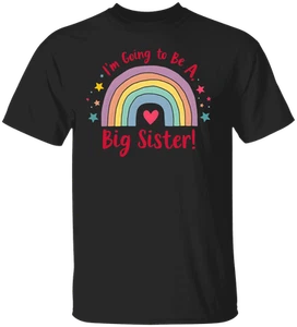 Big Sister Rainbow Announcement Design – Cute Pregnancy Reveal Idea Youth T-Shir - Picture 1 of 10