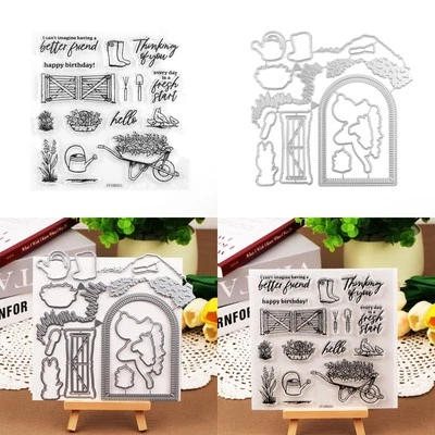 Garden Meadow Clear Stamps and Metal Cutting Dies for Card Making Scrapbooking - Image 1 of 4