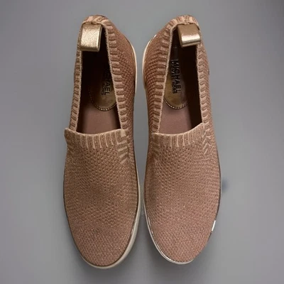 Zapatos sin cordones Michael Kors para mujer talla 8M rosa oro ribete tejido Skyler Foto 1 de 4