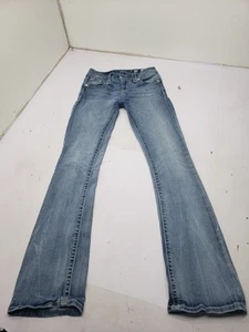 Miss Me Jeans Women 25 Blue Mid Rise Boot Denim Embroidered Flare Leg MP88568 - Picture 1 of 17