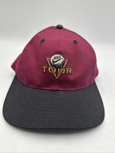 Vintage Nike Tour Golf 90s Y2K SnapBack Burgundy Black Cap Rare! - Bild 1 von 12