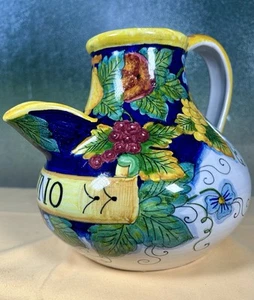 Italian Deruta Pottery Hand Painted “Vino” Jug 7.3” - Picture 1 of 10