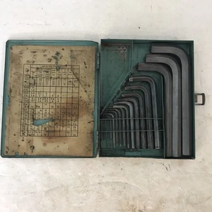 Vintage 17 Piece Allen Wrench Hex Key Set USA Original Metal Box 1 Missing - Picture 1 of 6