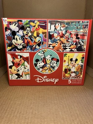 Ceaco 5 Jigsaw Puzzle Multipack Disney Classics Mickey Minnie Donald Goofy Pluto - Image 1 of 4