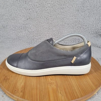 Zapatillas deportivas ECCO suaves para mujer 7 2,0 talla 8 de cuero gris sin cordones cómodas Foto 1 de 4