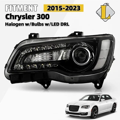 Faro halógeno negro LED DRL proyector lado del conductor para Chrysler 300 2015-2023 Foto 1 de 4