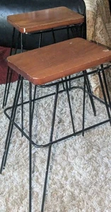 Mid Century Hairpin vintage Stools plant stands Minimalist Industrial Design pr - Picture 1 of 22