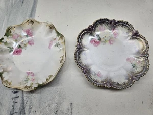 Lot Of 2 Floral Rs Prussia Plates - Picture 1 of 2