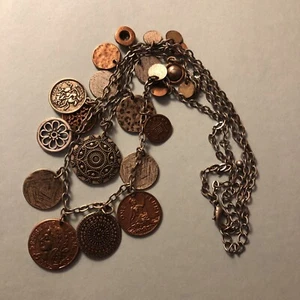 Coin Charm Necklace Y2k Double Row Bohemian Gypsy Costume Money Legal Tender - Picture 1 of 7