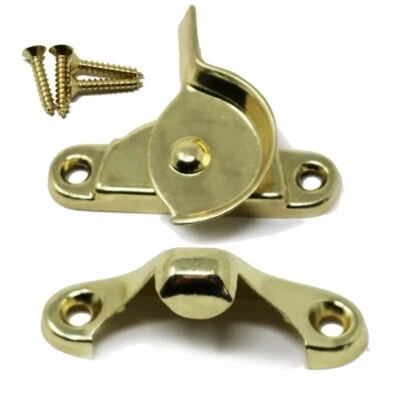 Hardware Sash Window Fitch Fastener Latch Catch Brass Plated Fixings - NEW - Image 1 of 4