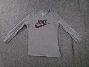 Nike Air Top Youth Medium Gray Athletic Cut Long Sleeve Causal Logo - Picture 1 of 12