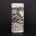 Old Chinese Porcelain Color Hand Painted Baby Playing Square Pots Pen Holder 907