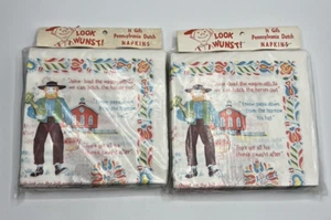 Vintage Set/2 Look Wunst It Gifs Pennsylvania Dutch Napkins - New Old Stock - Picture 1 of 4