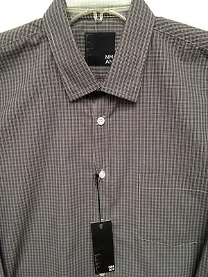 Camisa Para Hombre Nicole Miller Negra Blanca A Cuadros Un Bolsillo Manga Larga Nueva Talla L Foto 1 de 4