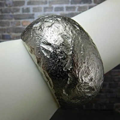 Signed Erwin Pearl Molten SilverTone Textured Dome Hinged Wide Cuff Bracelet - Image 1 of 4