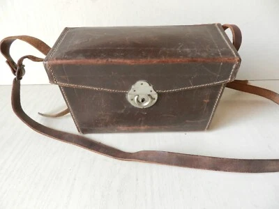 GRAND ÉTUI en CUIR d'APPAREIL PHOTOGRAPHIQUE ANCIEN * SAC BOÎTIER VIDE 1920/1940 - Photo 1/4