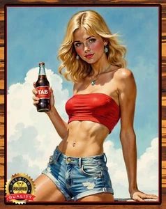Tab - Oh So Satisfying - 1980s - Art To Be Signed By Artist - Metal Sign 11 x 14 - Picture 1 of 4
