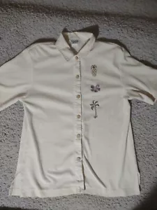 Teddi Mediano Blanco Cuello Abotonable Hecho en EE. UU. Cottagecore Hombreras - Imagen 1 de 17
