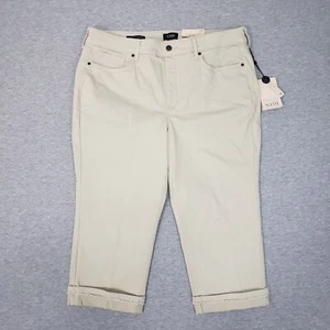 NYDJ 16W Marilyn Straight Crop Fray Cuffs Stretch Lift Tuck Tech Feather Tan NEW - Picture 1 of 21