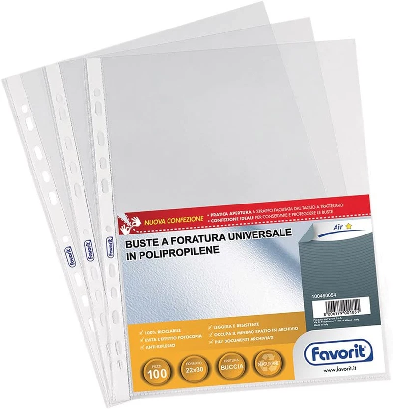 Buste Trasparenti A4, 100 Pz Finitura Buccia D'Arancia, Formato Interno 22x30 Cm - Immagine 1 di 4