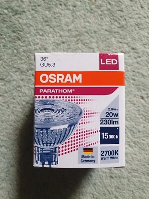 OSRAM LED Parathom MR16 GU5.3 Bulbs 2.8w = 20w  36° Degree 2700K , 230lm 15000hr - Image 1 of 4