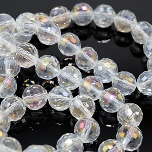 FACETED ROUND DISCO GLASS BEADS 10MM FOR JEWELLERY MAKING - PICK COLOUR - Picture 1 of 4