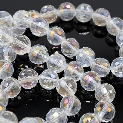 FACETED ROUND DISCO GLASS BEADS 10MM FOR JEWELLERY MAKING - PICK COLOUR - Image 1 of 2