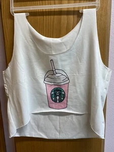 Starbucks Coffee Frapp Crop Top ~ Pink Drink Crop ~ Size small - Picture 1 of 6