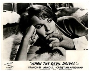When the Devil Drives Original Lobby Card Francoise Arnoul biting man's finger