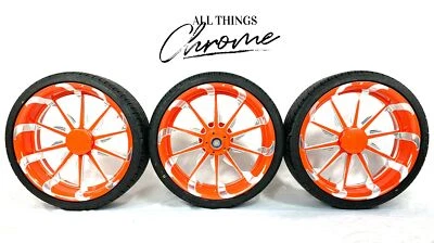 GS 990 18" ORANGE CONTRAST TORNADO WHEELS (3) 10-11 CAN-AM SPYDER ROADSTER RS-S - Image 1 of 4
