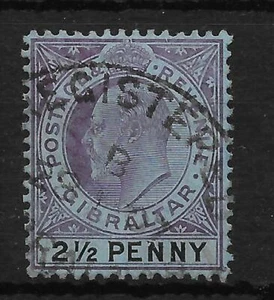 GIBRALTAR SG59 1907 2½d PURPLE & BLACK/BLUE USED - Picture 1 of 1