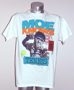 Tennis T-Shirt / Tee-Shirt  "Moe Knows Tennis" 100% Cotton  (Men's Large)