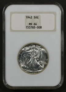 Medio dólar Walking Liberty 1942 NGC MS64 antiguo soporte grueso graso - Imagen 1 de 4