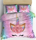 Unicorn Rainbow Quilt/Duvet/Doona Cover Set Single Double Queen King Size Bed