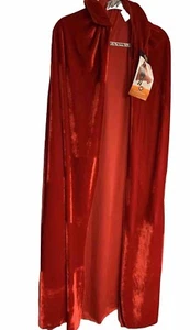 Velvet cape red Hooded Cloak Length Adult Halloween Party Cape One Size - Picture 1 of 6