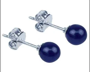Sterling Silver 4mm Black Natural Freshwater Pearl Ear Studs Earrings + gift bag - Picture 1 of 1