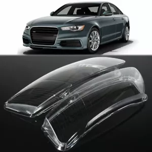 Pair Clear Headlight Lens Right & Left Lampshade Cover For Audi A6 C6 2006-2011 - Picture 1 of 6