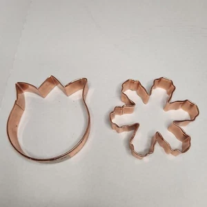 Copper Cookie Cutters Holiday Christmas Snowflake Spring Tulip Flower Set/2 - Picture 1 of 12