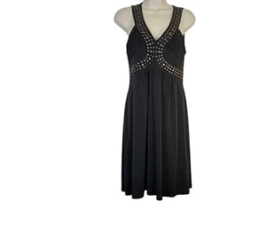 Spence Womens Studded Mini Dress Black Jersey Knit 10 New - Picture 1 of 3