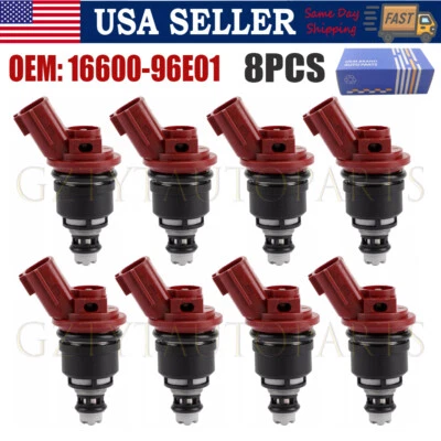 Juego de (8) inyectores de combustible para Nissan Máxima 1992-1999 3,0 L 16600-96E01 Foto 1 de 4