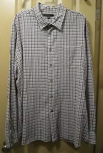 TG XXL JOHN VARVATOS USA STAR CAMICIA A QUADRI BIANCA E NERA DA UOMO, L/S & B/UP, USATA IN OTTIME CONDIZIONI - Foto 1 di 8