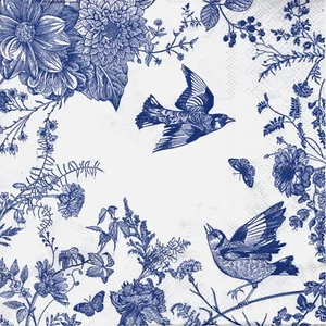 Serviettes en papier oiseaux fleurs désign Jouy. Paper napkins birds flowers - Picture 1 of 1
