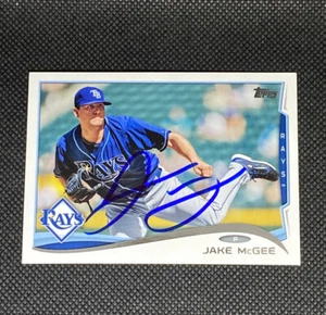 Jake McGee Tampa Bay Strahlen signiertes Auto 2014 Topps Karte #US291 ~ COA - Bild 1 von 3