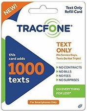 TracFone 1000 Text Refill Add On for Smart Phone. No minutes / data. Direct Load