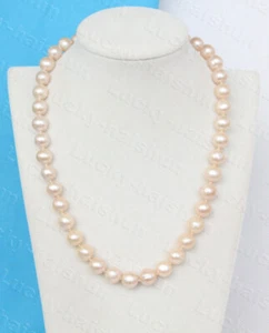 natural 17" 10mm round light pink freshwater pearls beads necklace c1260 - Picture 1 of 3