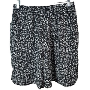 Art Class Girls Floral Shorts Black Size 14 Elastic Back Faux Button Pull On NWT - Picture 1 of 9